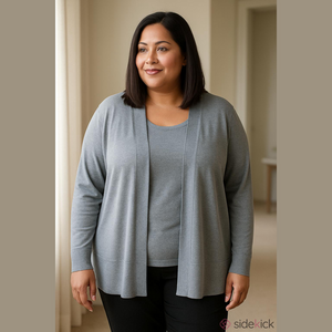 Lane Bryant Open Front Cardigan Sweater 18/20 Gray Lightweight Long Sleeve